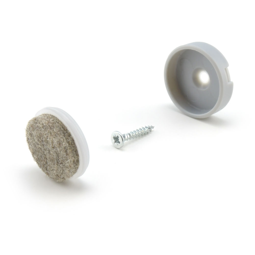 Schraubgleiter Set rund mit Einsatz Ultrasoft alu (silber) 20 mm