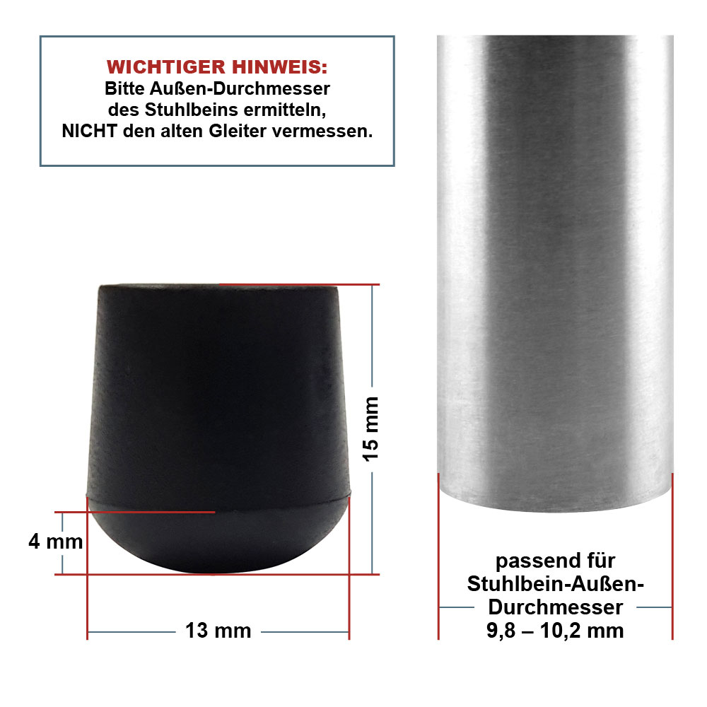 Runde Kappen schwarz 10 mm