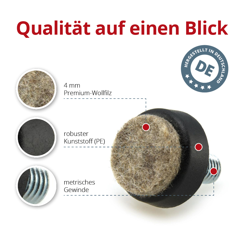 Gewindegleiter M10 mit Filz