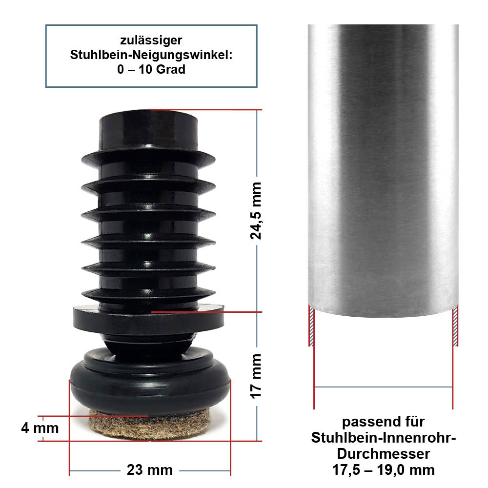 Gelenkgleiter Filz 17,5 - 19,0 mm