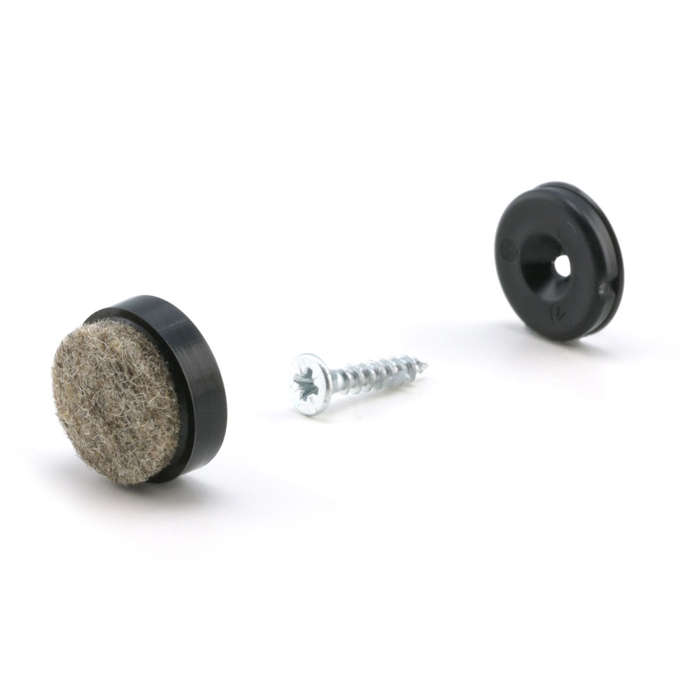 Schraubgleiter Set rund mit Einsatz Ultrasoft schwarz 17 mm