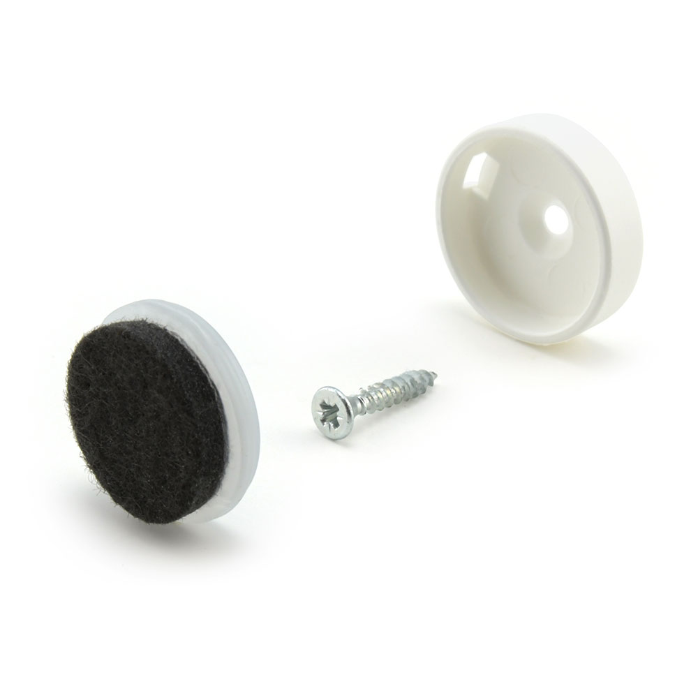 Schraubgleiter Set mit Einsatz "Natural" weiss 25 mm
