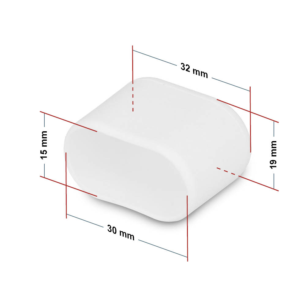 Fusskappen oval 30 x 15 mm weiss