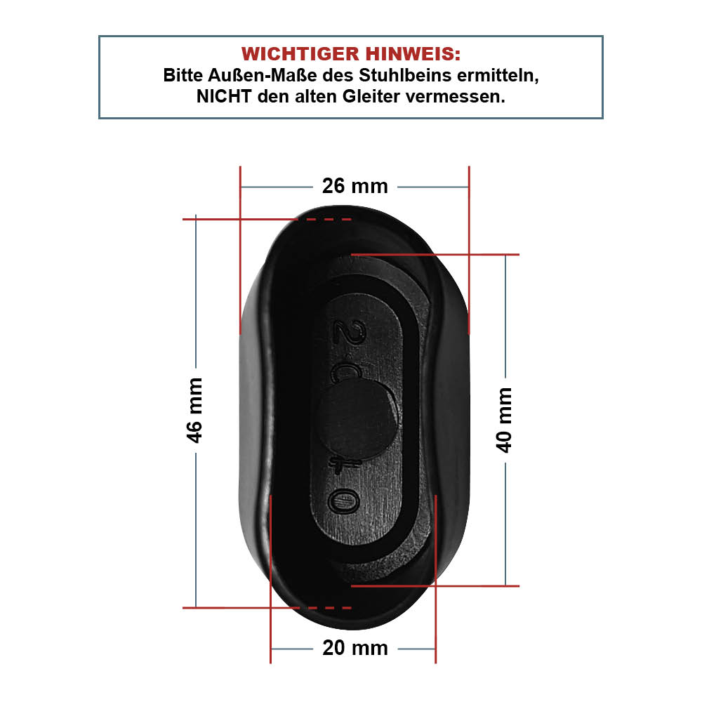 Fusskappen oval 40 x 20 mm schwarz