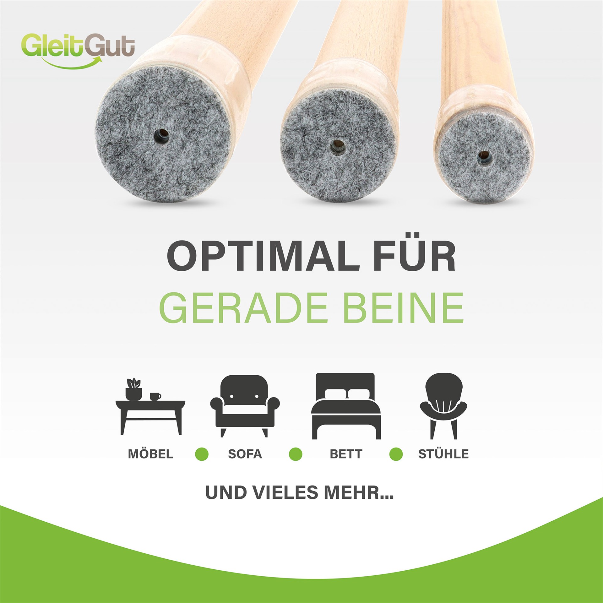 Superflex Kappen Filz transparentfür eckige und runde Beine rund:14-18 mm; eckig: 14-17,5 mm