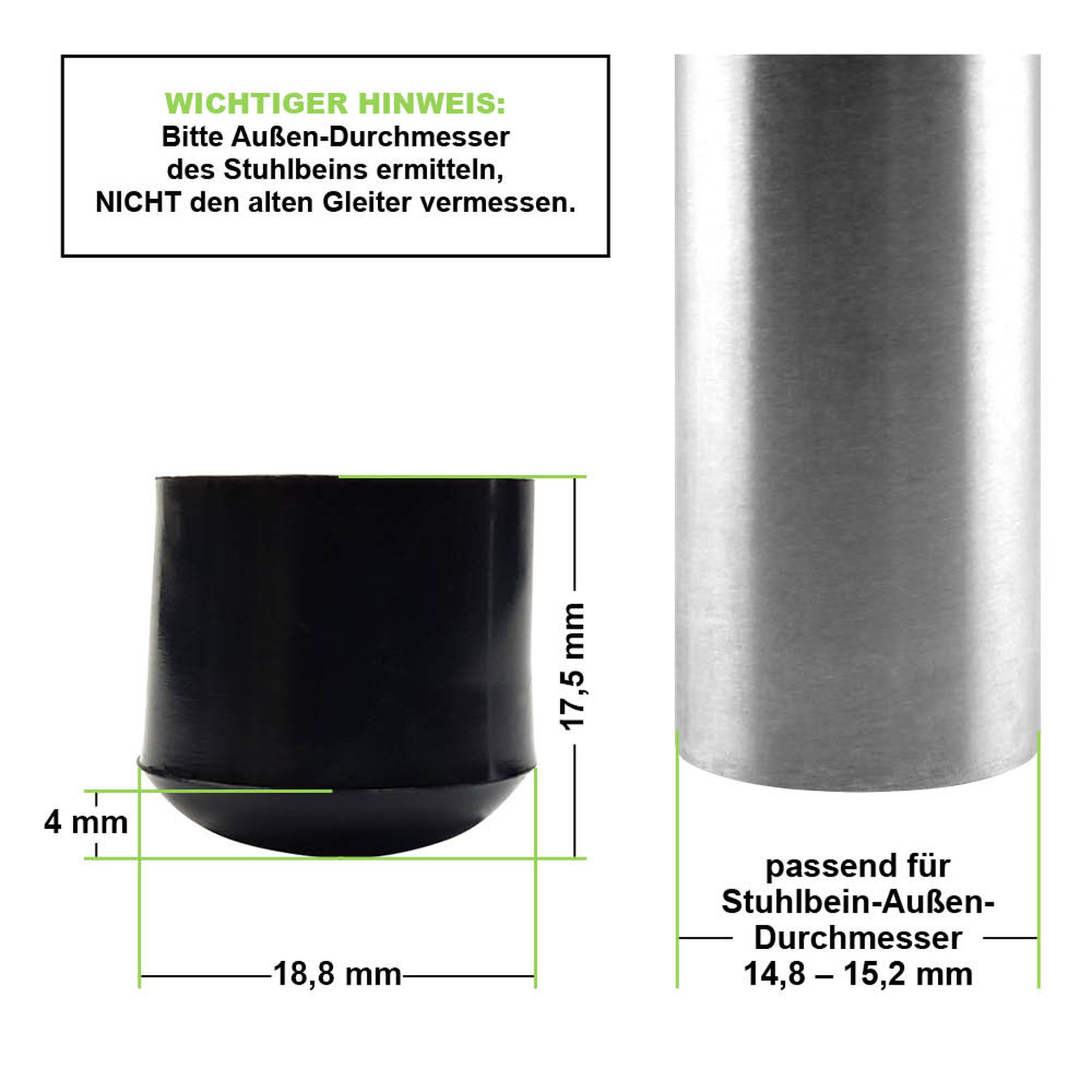 Runde Kappen schwarz 15 mm