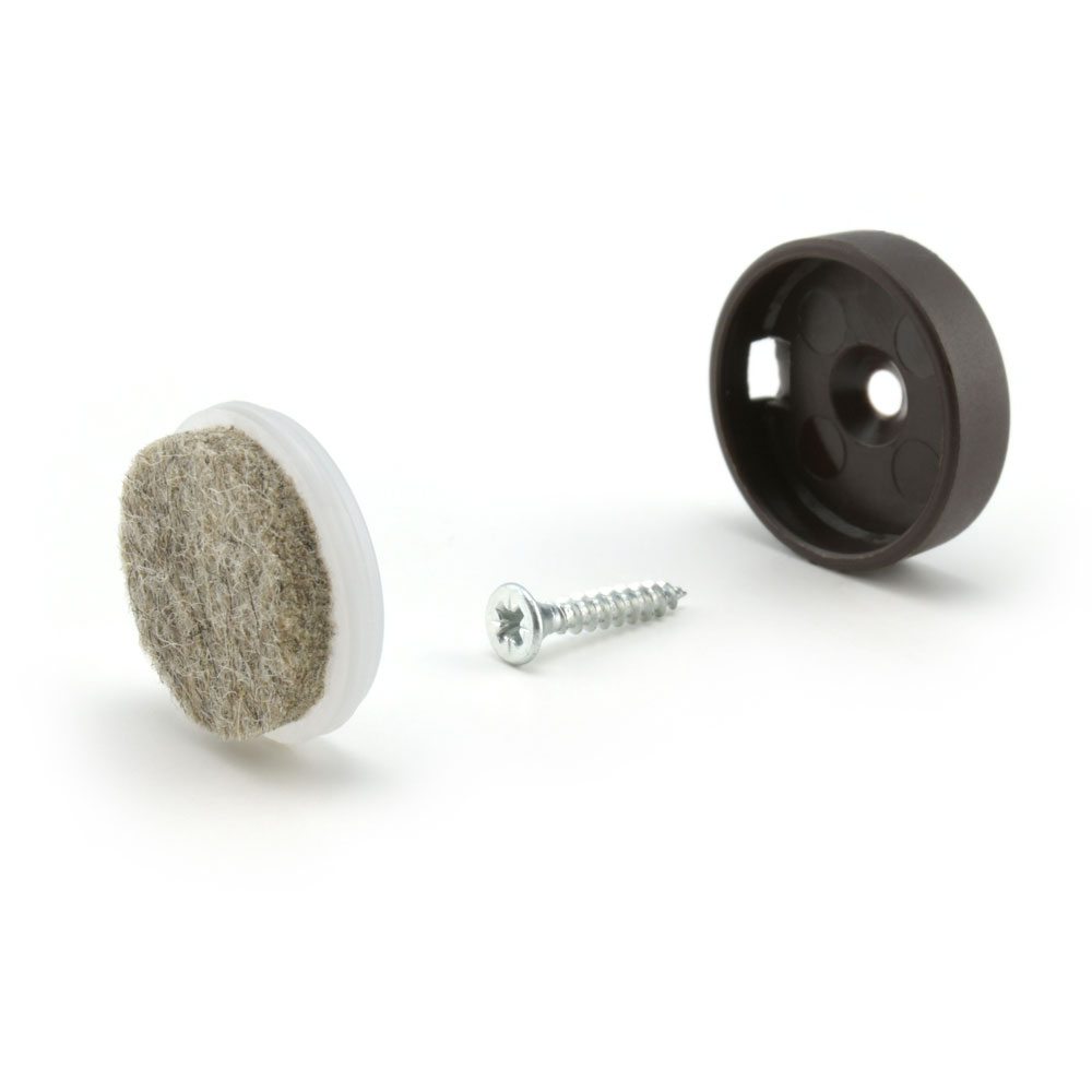 Schraubgleiter Set rund mit Einsatz Ultrasoft dunkelbraun 30 mm