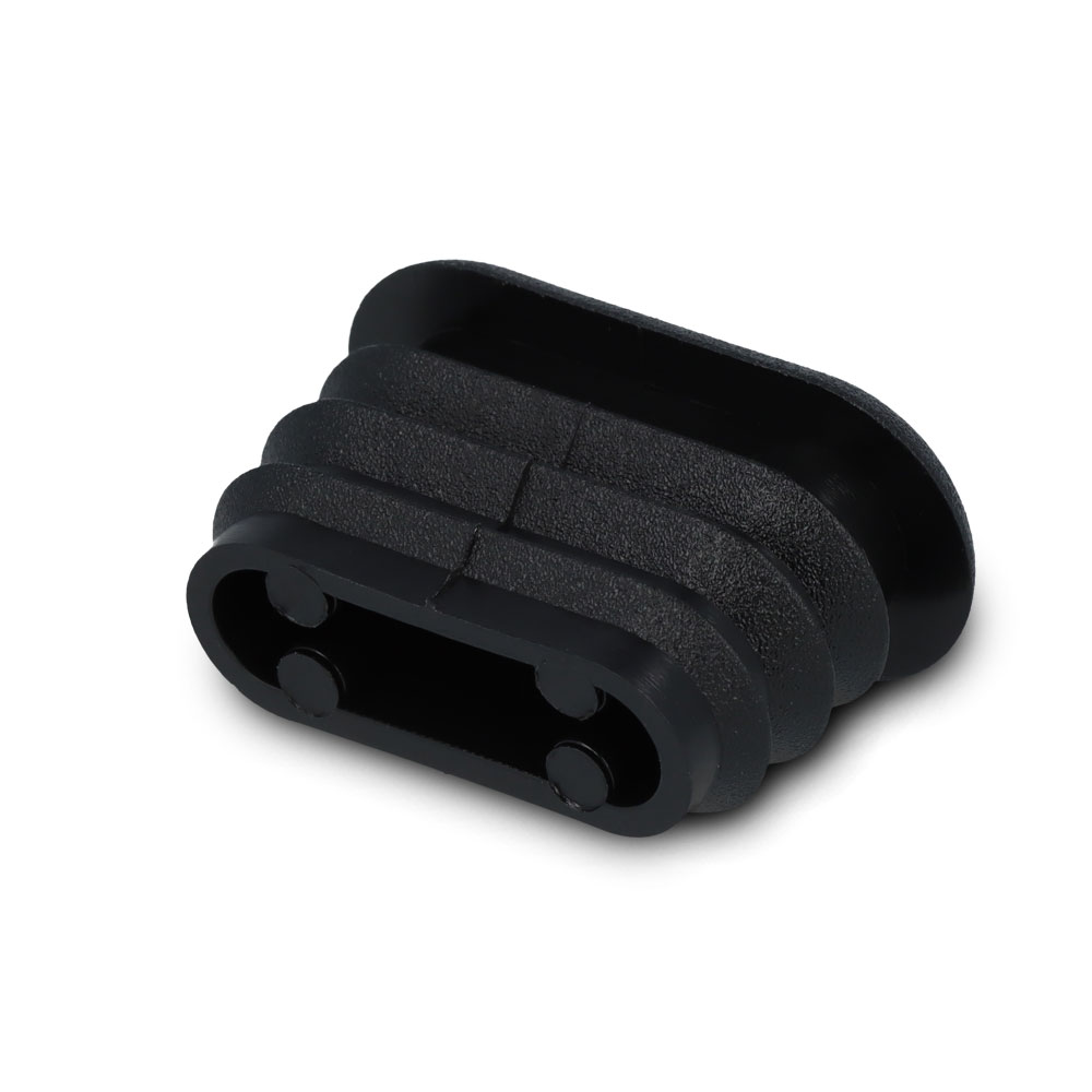 Lamellenstopfen oval mit gewölbtem Boden 30 x 15 mm schwarz