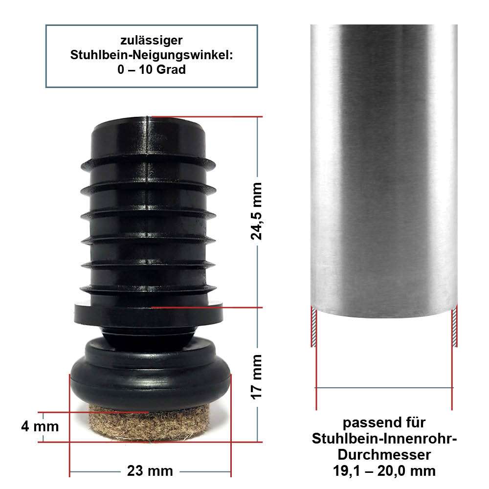Gelenkgleiter Filz 19,1 - 20,0 mm