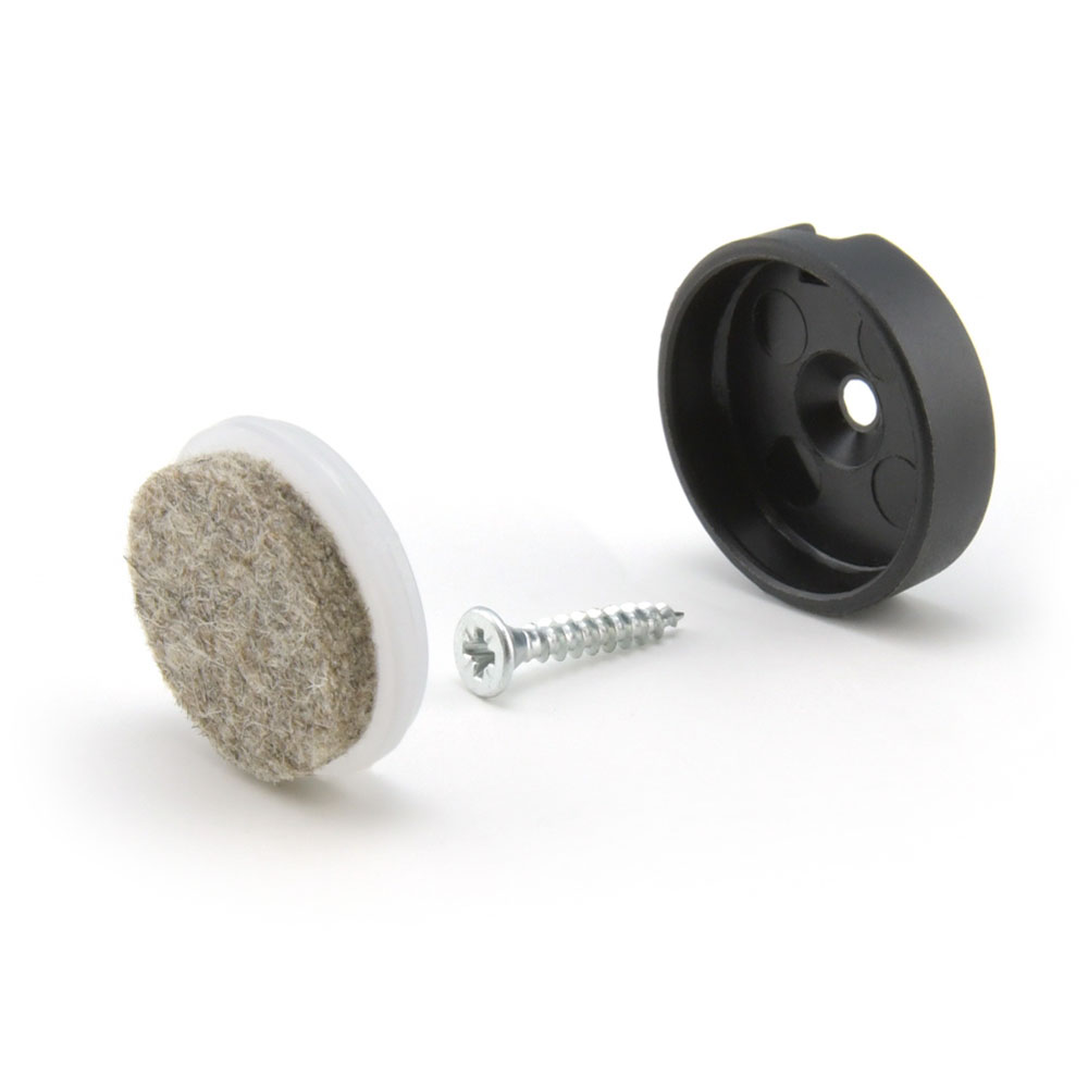 Schraubgleiter Set rund mit Einsatz Ultrasoft schwarz 25 mm