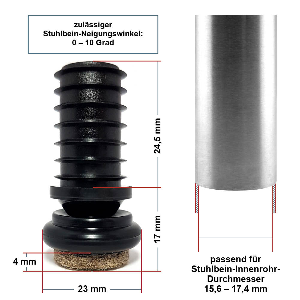 Gelenkgleiter Filz 15,6 - 17,4 mm