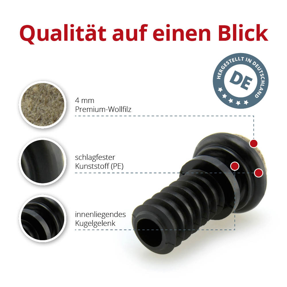 Gelenkgleiter Filz 11,5 - 13,5 mm