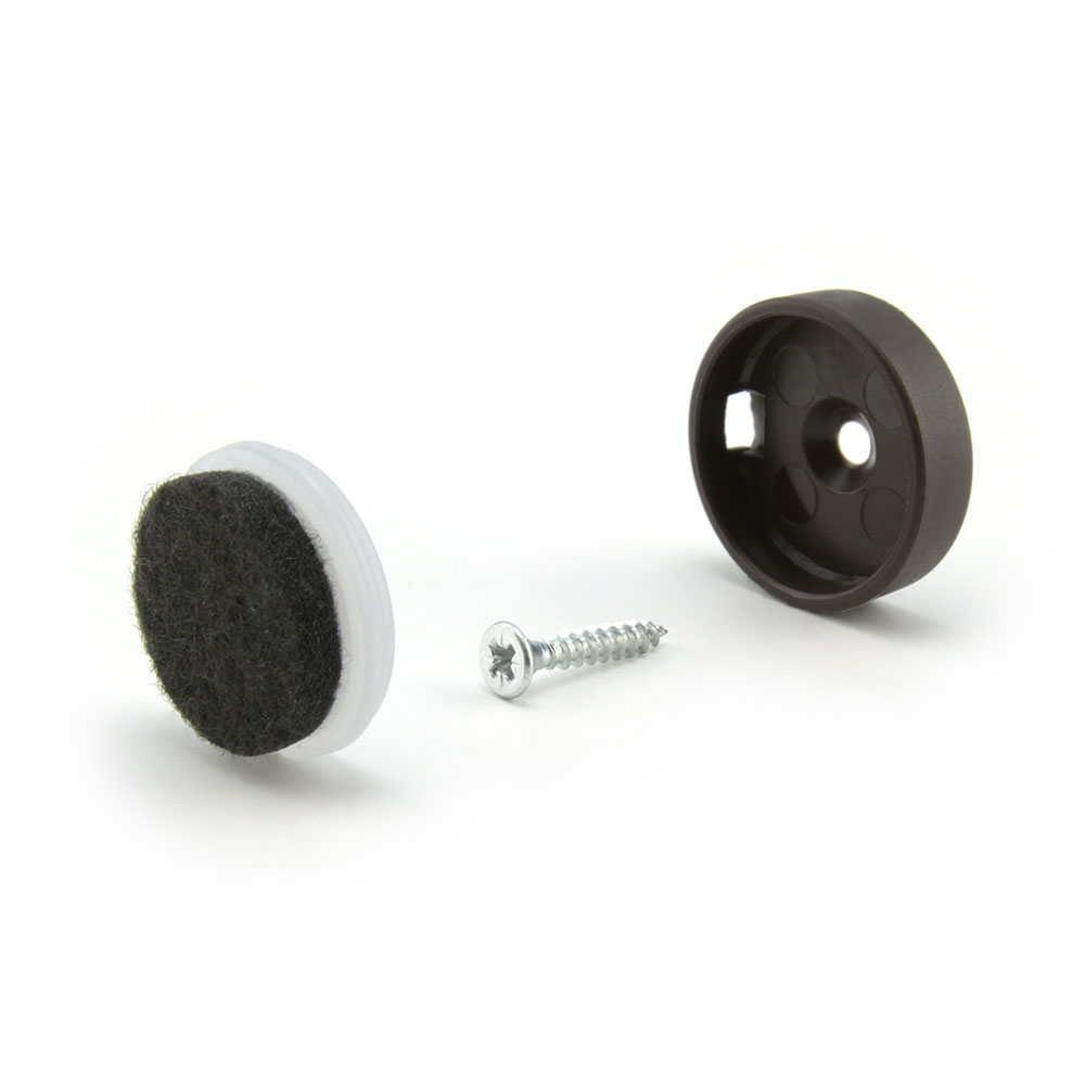 Schraubgleiter Set mit Einsatz "Natural" dunkelbraun 40 mm
