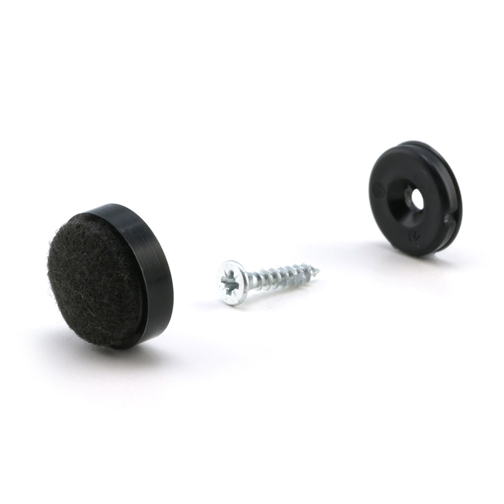 Schraubgleiter Set mit Einsatz "Natural" schwarz 17 mm